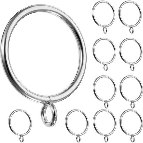 Lot de 50 Anneaux de Suspension de Rideaux de 38 mm – Crochets en métal pour tringles jusqu'à 35 mm de diamètre – Argenté (1/5)