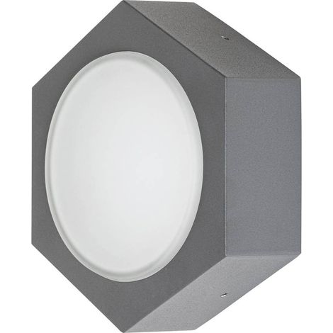 . Lampada da parete Outdoor luce Avola in metallo e vetro grigio antracite / bianco B: 20cm H: 17cm IP54 (1/5)
