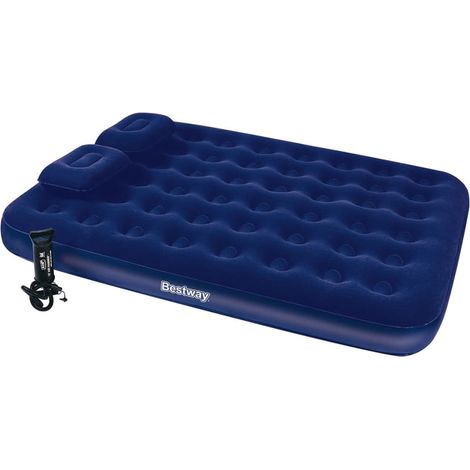 Luftbett Beflockt mit Kissen & Luftpumpe 203x152x22 cm 67374 Bestway