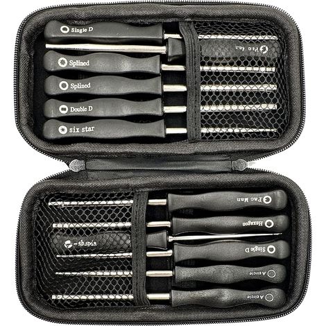 Jeu de 12 tournevis de réglage de carburateur avec brosse de nettoyage et étui en cuir noir pour l'entretien de la tondeuse à gazon (1/5)