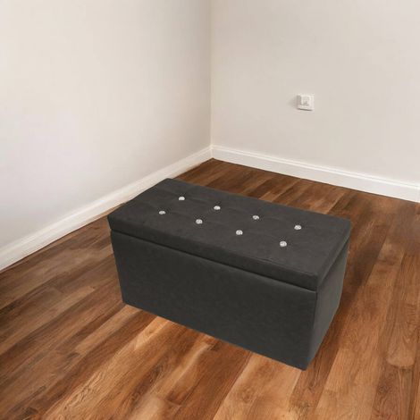 Dmora Puf con almacenaje en polipiel, color gris, Medidas 90 x 45 x 45 cm, con embalaje reforzado (1/4)