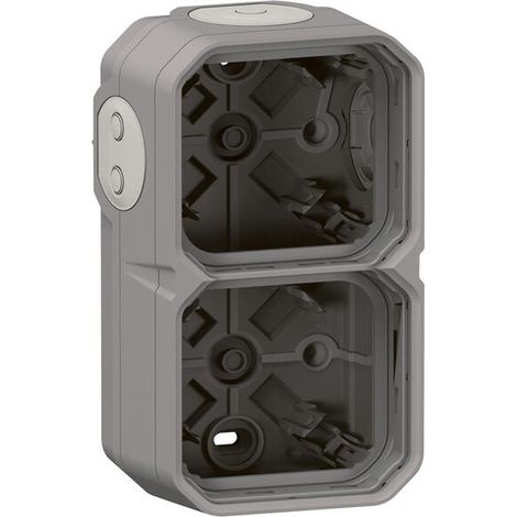 Legrand – Boîtier apparent 2 postes Plexo – IP55 étanche – Résistance chocs IK08 – Pose horizontale ou verticale – Plastique renforcé UV