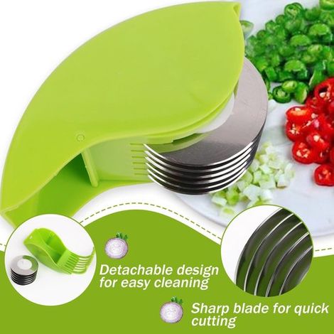 Cortador de verduras,Rodillo para hierbas con 6 cuchillas,Acero inoxidable,desmontable y lavable,cebolletas y perejil,1 unidad (1/4)