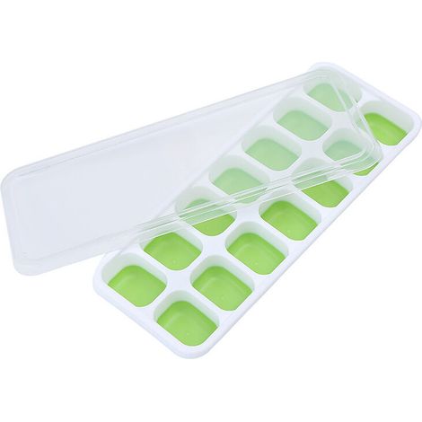 Plateau de congélation en Silicone pour bébé avec Couvercle, 4 Paquets Bac à glaçons, Congélation Bébé Food Rangement Nourriture pour Aliments pour Bébés, Lait Maternel, Purée(vert menthe) (1/5)