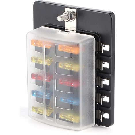 10-fach Sicherungskasten mit LED-Kontrollleuchte für Fahrzeuge, Autos, Boote und Yachten (1/5)