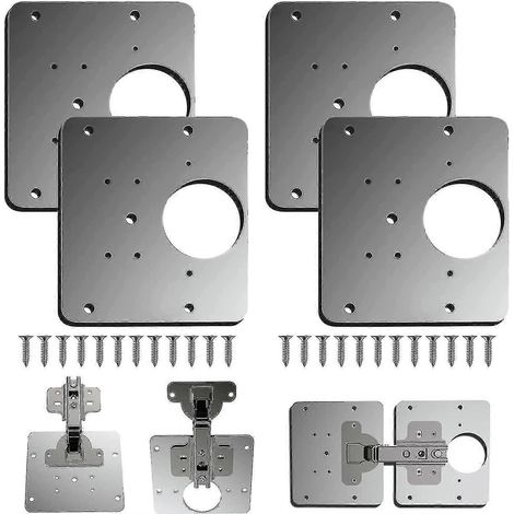 Plaque de réparation de charnière, supports de réparation de charnière de meuble, kit de réparation de plaque de réparation de charnière de porte de placard de cuisine-4PCS