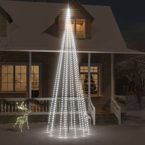 Sapin de Noël sur mât de drapeau 732 LED Blanc froid 500 cm vidaXL (1/5)