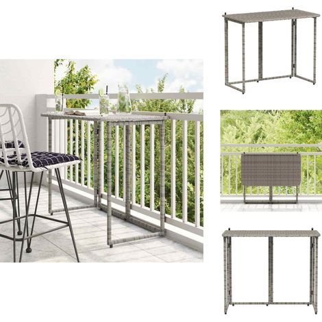 Gartentisch Klappbar Grau 90x51x75 cm Poly Rattan - Gartentisch - Gartentische - Outdoor-Tisch - Außentisch (1/5)