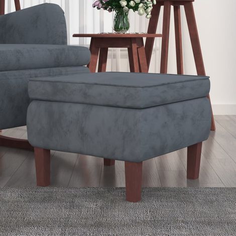 vidaXL Stool with Wooden Legs Dark Grey Velvet
