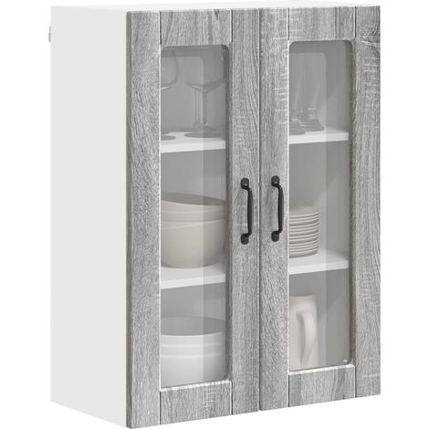 Maison Exclusive - Mobile in vetro da parete PORTO Grigio Sonoma 60 x 31 x 80 cm (1/5)