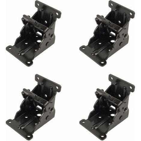 Charnière Pliante Autobloquante, 4 Pcs Charnière Pliante Pour Armoire De Cuisine, Charnière Pliante Pied 90 Degrés En Tôle D'Acier, Verrouillage Extension Table Support D'Étagère Pliable (1/5)