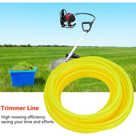 Tête de coupe fil rond pour débroussailleuse coupe-bordure, 3,0 mm x 15 m, jaune, remplacement tondeuse à gazon (1/5)