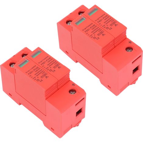 Lot de 2 parafoudres photovoltaïques DC 2P 40kA FXD1-PV40 sur rail, matériau PC ignifuge, voyant visual, In 20kA Up 3.5kV (1/5)