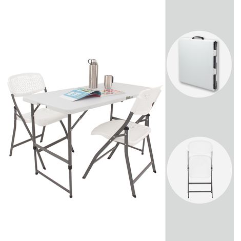 TRUTZHOLM Campingset eckig Klapptisch 120x60 cm mit 2 Klappstühlen Kunststoff / Stahl pulverbeschichtet Campingtisch Partytisch (1/5)