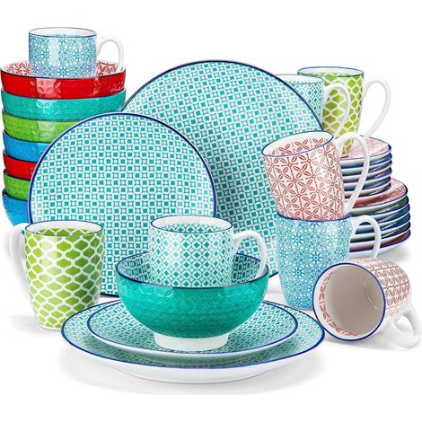 Tafelservice Porzellan 32 teilig Speiseteller Macaron 32 Piece (1/5)