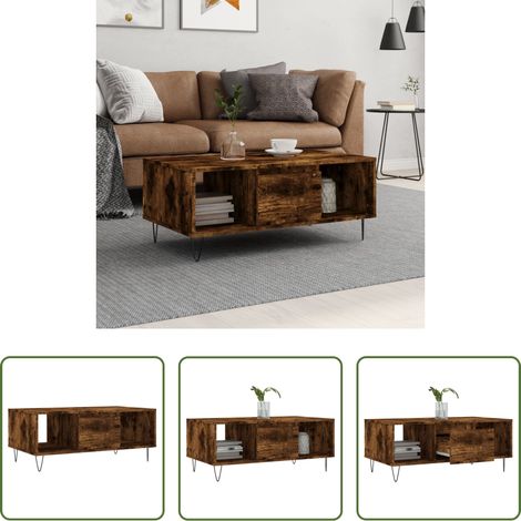 Wohnzimmerbeistelltisch - Couchtisch Räuchereiche 90x50x36,5 cm Holzwerkstoff (1/5)