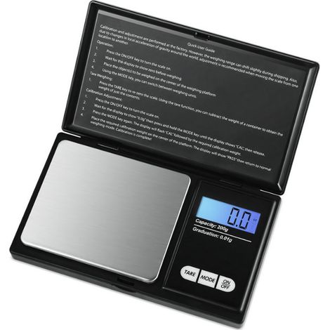 500 g / 0,01 g Küchenwaage, hochpräzise elektronisch mit LCD-Anzeige, Edelstahl, zum Backen, Kochen, Kaffeekochen und für Medikamente (1/4)