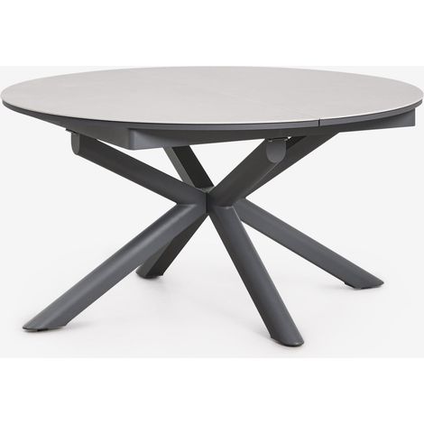 SKLUM Ausziehbarer Esstisch Begur aus Aluminium, 145-200x145 cm Grau Graphit                                   (1/5)