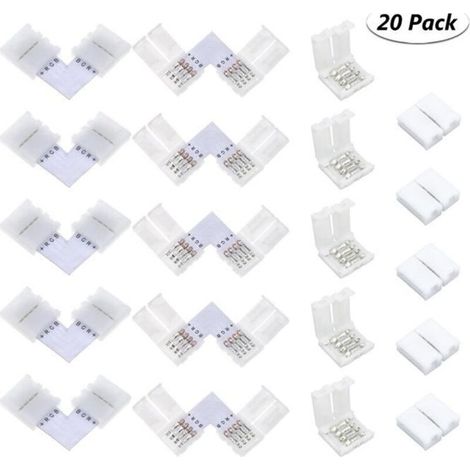 Bardusch-20 Pcs Connecteur de bande de LED, Connecteur ruban LED SMD 5050 3528 de couleur unique imperméable et non-imperméable (1/4)