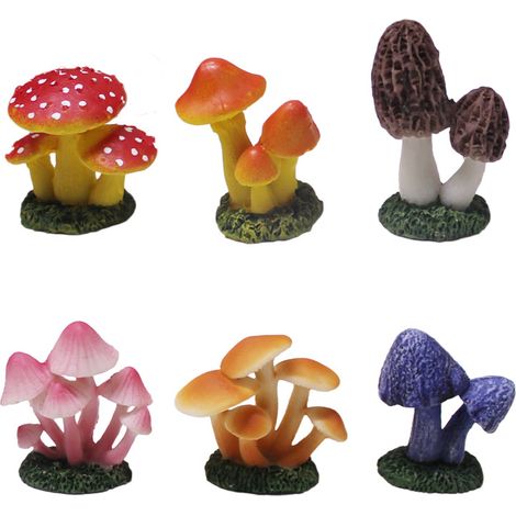 1 Mini statue de champignon, Résine synthétique, Décoration jardin, Aquarium, Modèle paysage (1/5)