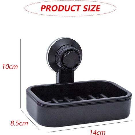 Seifenschale mit Saugnapf, Duschseifenhalter, Wandmontage, robust, wasserdicht, schwarz. (1/2)