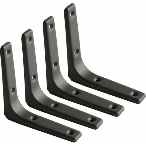 Wandregalhalterung aus mattschwarzem Metall, robustes Küchenregal, hochbelastbar, 100 x 100 mm, 4er-Pack - KZQ