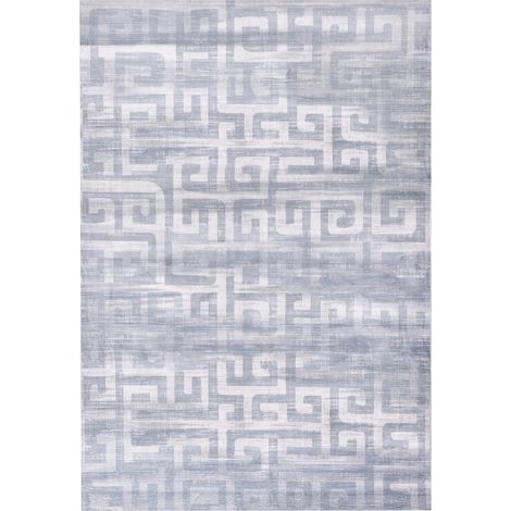 Alfombra moderna 140 x 200 cm de tela motivo geométrico sala de estar dormitorio apto para calefacción por suelo radiante base antideslizante gris Beydag