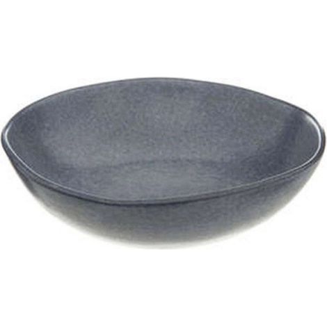 Assiette Creuse - Grès - Diamètre 18,7 cm Hauteur 5,2 cm - Micro-Ondes et Lave-Vaisselle - Bleu - Lot de 6