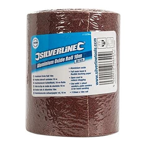 Silverline 415650 Rulli in ossido di alluminio per decorare, 10 m x 115 mm, Grana 60