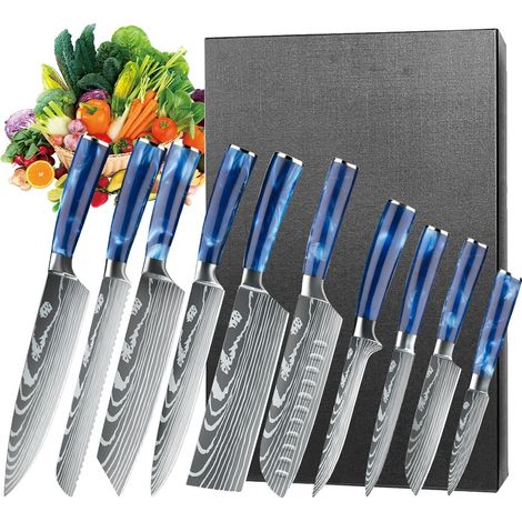 Juego de cuchillos, acero inoxidable de alto contenido en carbono, diseño ergonómico. (1/2)