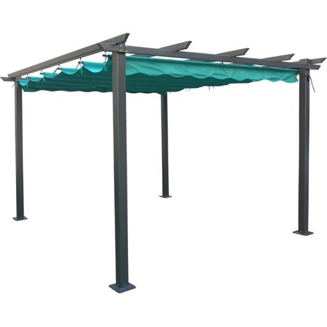gazebo pergola da esterno eurogarden "daiana" in acciaio verde 3x3 m (1/2)