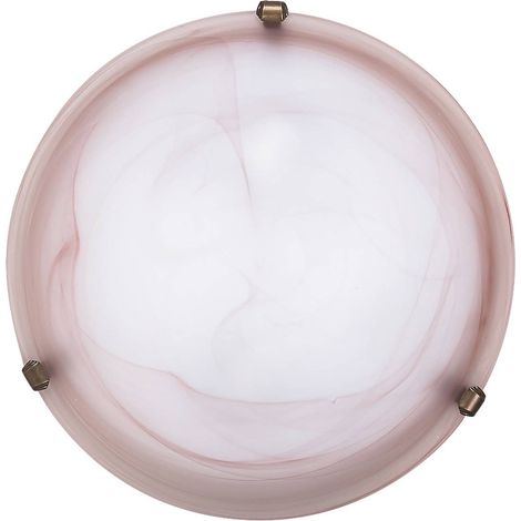 Plafonnier en verre 40 cm E27 2x60W verre tabac albâtre rond Alabastro 3353 Rabalux (1/3)