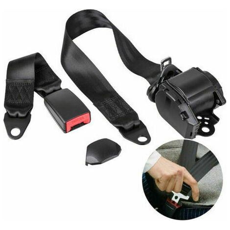 Ceinture de sécurité réglable 3 points – Sangle polyester 4,8 cm – Longueur 3,8 m – Compatible voitures, bus, utilitaires