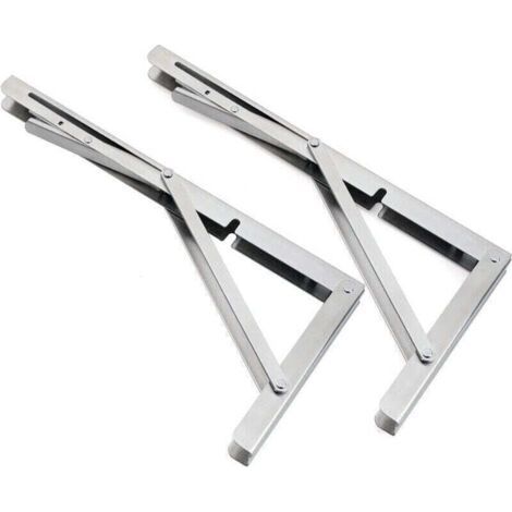 Lot de 2 supports pliables de 250 mm, support console pliable en acier inoxydable, support étagère mural (1/4)