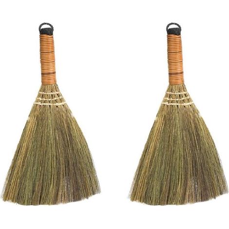 Ce lot de deux balais en bois faits main comprend des balais de nettoyage petits, légers et portables, parfaits pour le ménage. Ils permettent d'éliminer efficacement la poussière et de nettoyer (1/5)