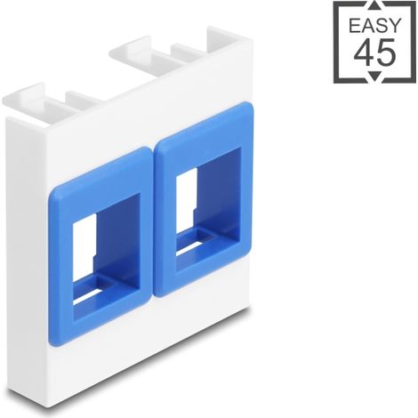 Easy 45 Modul mit zwei Keystone Halterungen 45 x 45 mm, weiß / blau