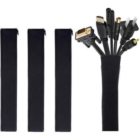 Cable Concealer Cable Tidy【Set of 4 x 50cm】, Hide Wire Sleeves Flexible Organizer for Electrical Cables, TV/Computer/USB/Audio/Video/Box Office/Home-Black