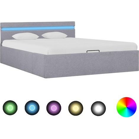Giroletto con Contenitore e LED Grigio Chiaro Tessuto 120x200cm vidaXL (1/5)