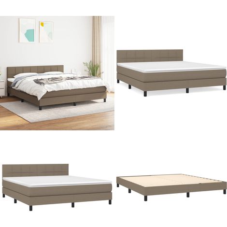 Sommier à lattes de lit avec matelas Taupe 160x200 cm Tissu - Sommier - Matelas à ressorts ensachés (1/5)