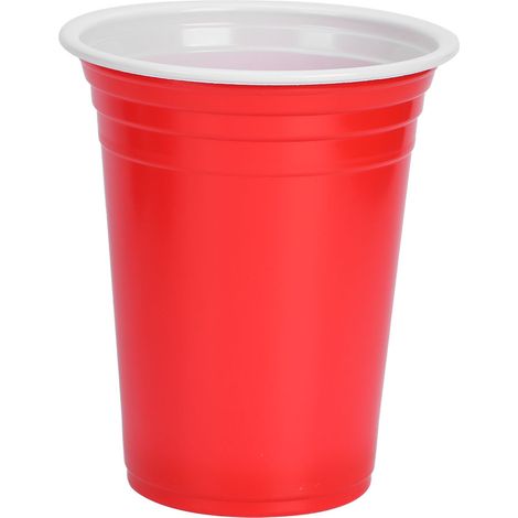 Lot de 50 gobelets jetables de 360 ml en plastique, parfaits pour les fêtes, les bars, les barbecues et les pique-niques (rouge). (1/5)