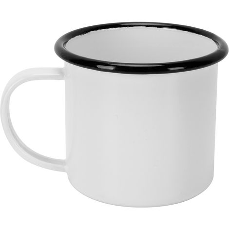 Emaillebecher, 8 cm Durchmesser, 350 ml, dickwandig, umweltfreundlich, für Kaffee, Wein, Wasser, Zubehör, weiß (1/5)