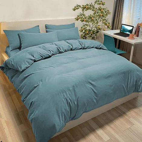 Housse de Couette 155x200 cm avec 1 Taies Oreiller 50x80 cm - Vert - Parure Lit 1 Personnes Microfibre - Oeko TEX - Confortable, Doux, Anti-Allergique (1/5)