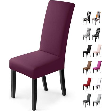 Stuhlhussen 2 Stück Stretch-Stuhlbezug Bi-Elastic Bordeaux (1/5)