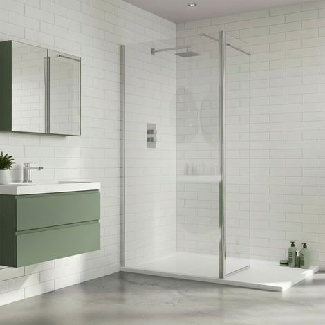Duchy Padstow Chrome 8mm Wet Room Shower Screen with Swivel Return 700mm Wide (1/4)