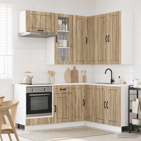 vidaXL Unité de cuisine LUCCA 8 pc Chêne Sonoma Bois d'ingénierie (1/5)