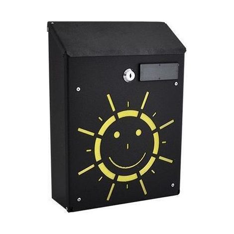 Cassetta Postale Buca Portalettere con Serratura + 2 chiavi misure 21x8 x h30 cm – decorazione SOLE (1/2)