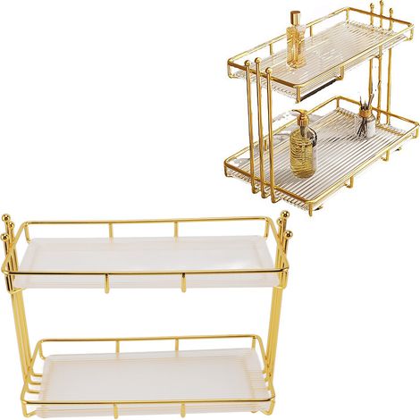 Étagère de salle de bain, boîte de rangement cosmétique à poser sur le comptoir des toilettes/de la salle de bain, petite étagère de coiffeuse en acrylique (1/5)