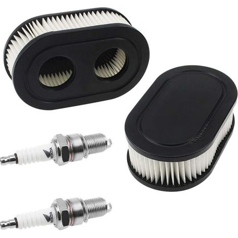 Filtro de aire para cortacésped compatible con motores Briggs & Stratton – Número de pieza 798452 5432 593260 + 2 bujías (1/4)