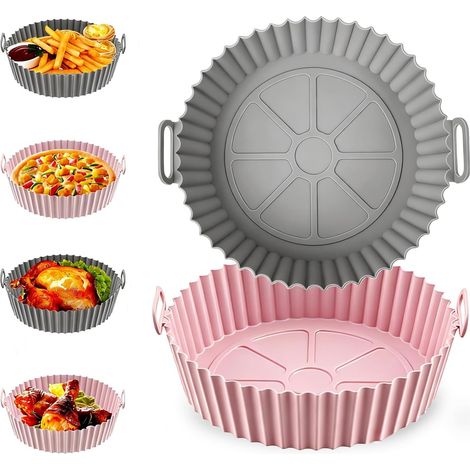 Silicone Moule Air Fryer Panier Friteuse-2 Piècesair Fryer Accessoires, Réutilisable Accessoires Air Fryer Friteuses Plat pour Moule Silicone Rond Poêle Antiadhésive (1/5)