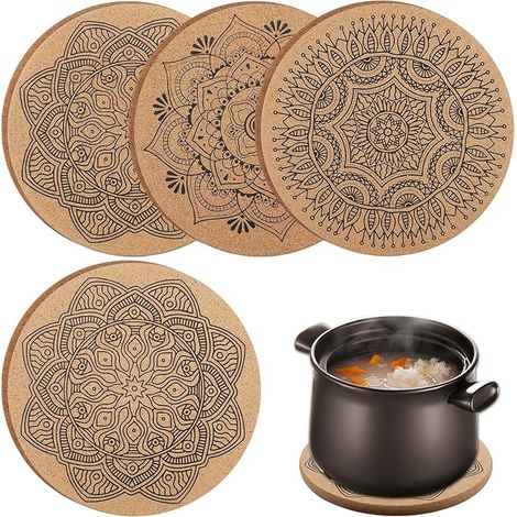 Dessous de plat ronds en liège 19 cm casseroles verres bols vases (1/5)
